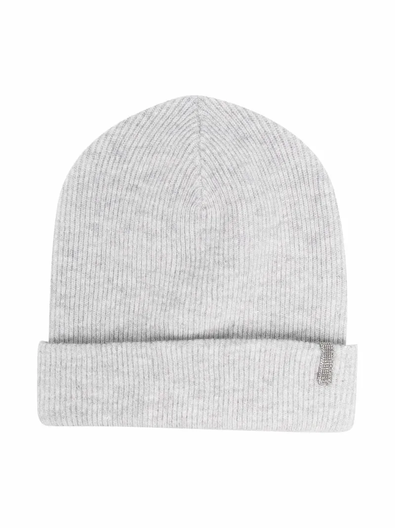 Brunello Cucinelli Kids ribbed-knit cashmere beanie - Grey