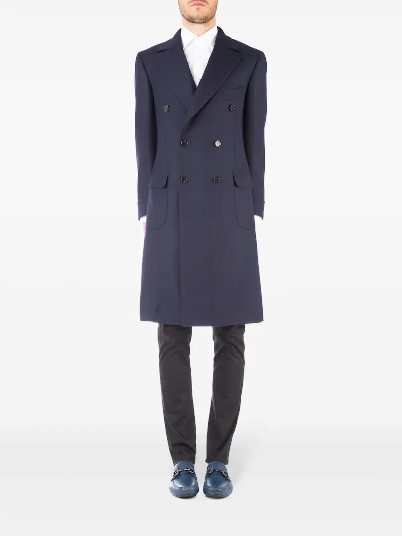 Cesare Attolini double-breasted coat - Blue