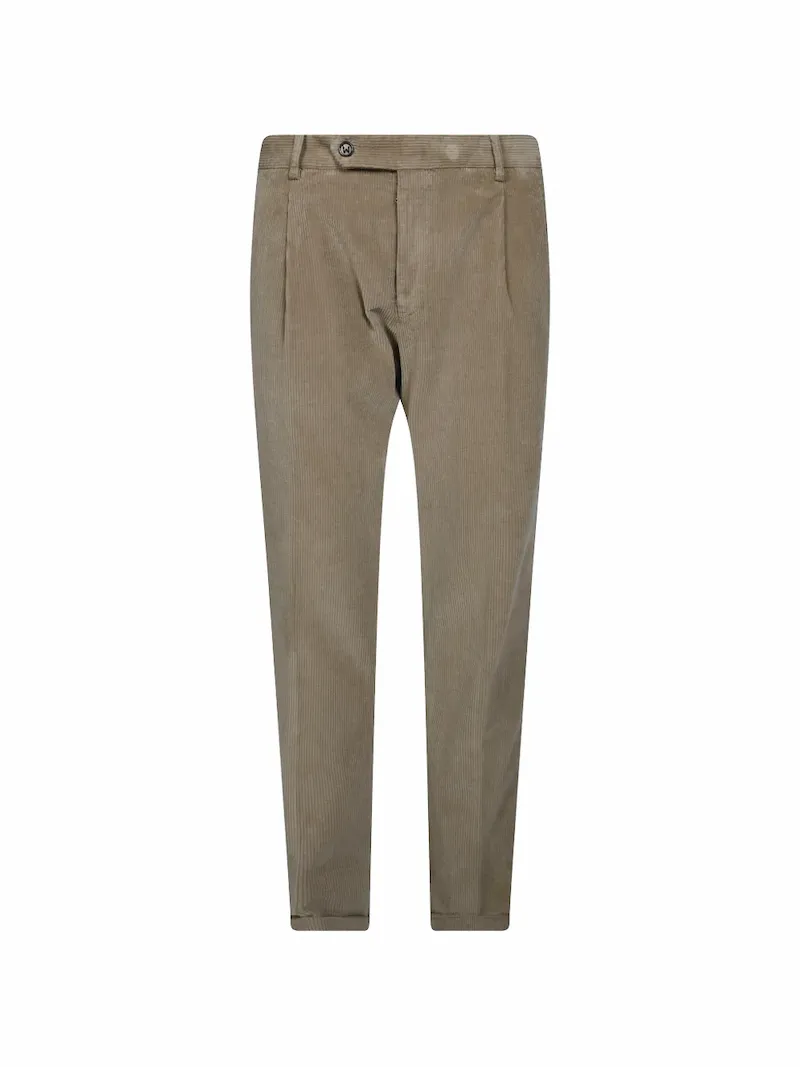 Berwich pleated corduroy trousers - Neutrals