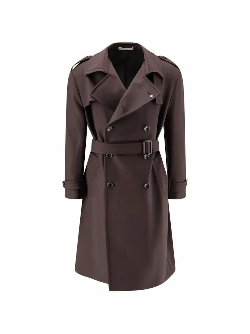 ted belted virgin wool trench coat - Brown