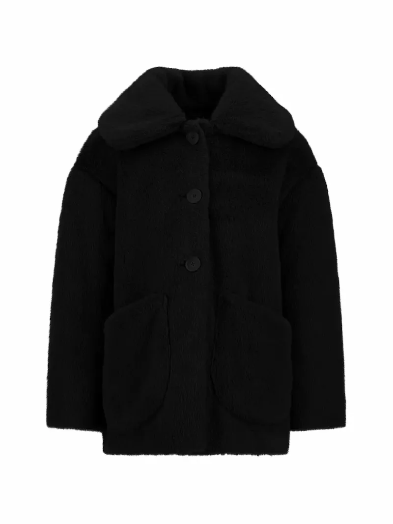 Herno Kids lapel-collar faux-fur coat - Black