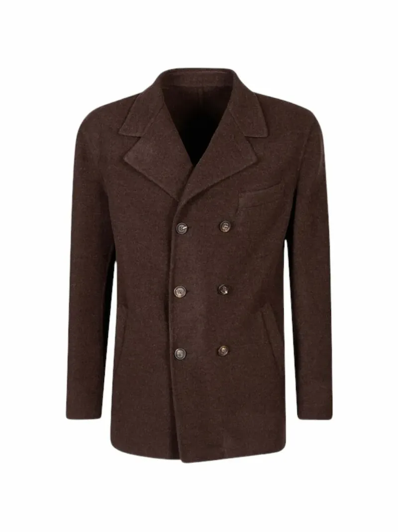 Eleventy double-breasted notched-lapel blazer - Brown