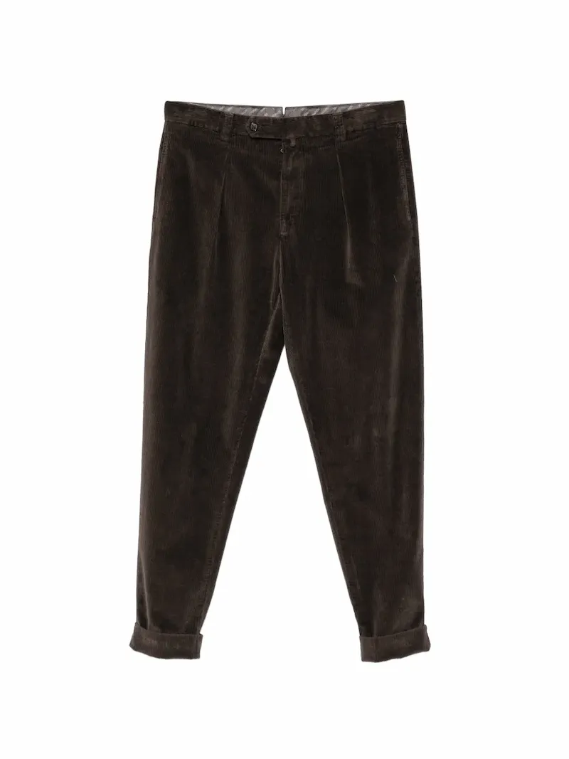 Berwich Chiaia GD pleated corduroy trousers - Brown