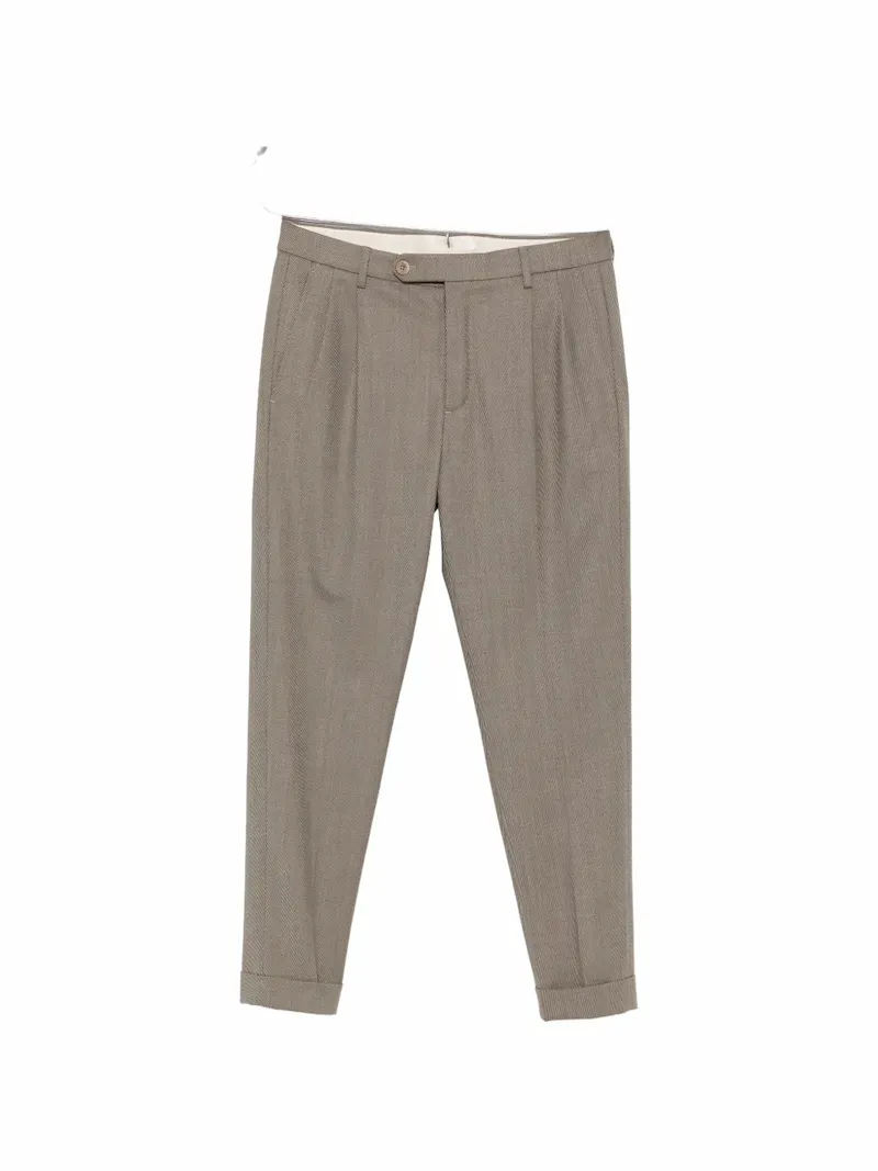 Gta Luca pleated wool trousers - Brown