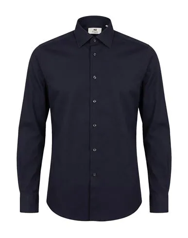 Bagutta Man Shirt Midnight blue ¾ Cotton, Polyamide, Elastane