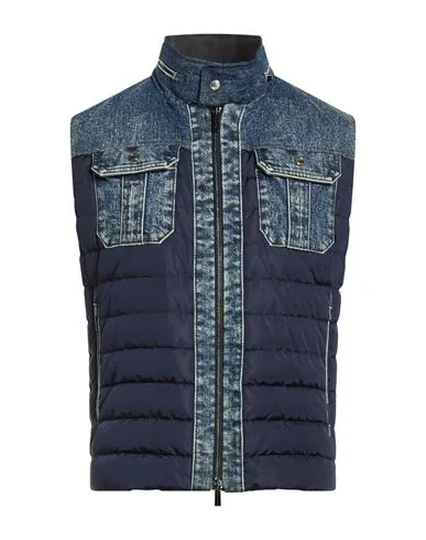 Moorer Man Vest Blue , Cotton, Elastane