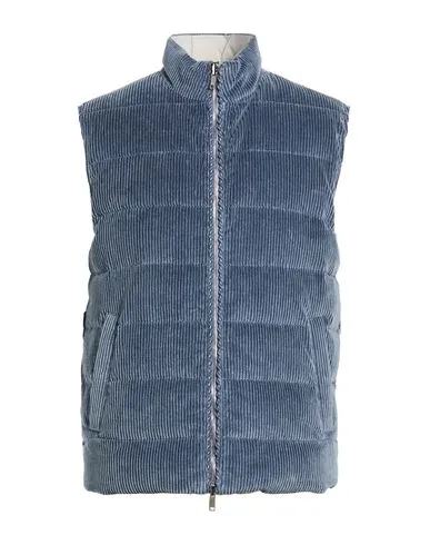 Eleventy Man Vest Slate blue , Cashmere, Elastane