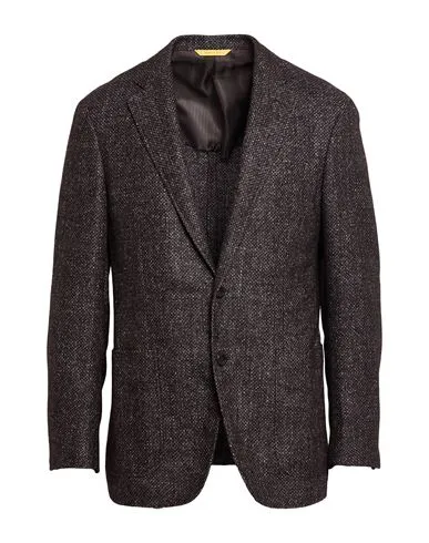 Canali Man Blazer Dark brown ol, Wool, Polyamide