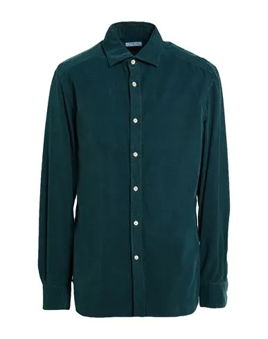 Boglioli Man Shirt Dark green ½ Cotton