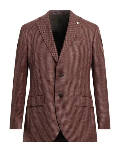 Luigi Bianchi Mantova Man Blazer Brown , Silk, Linen
