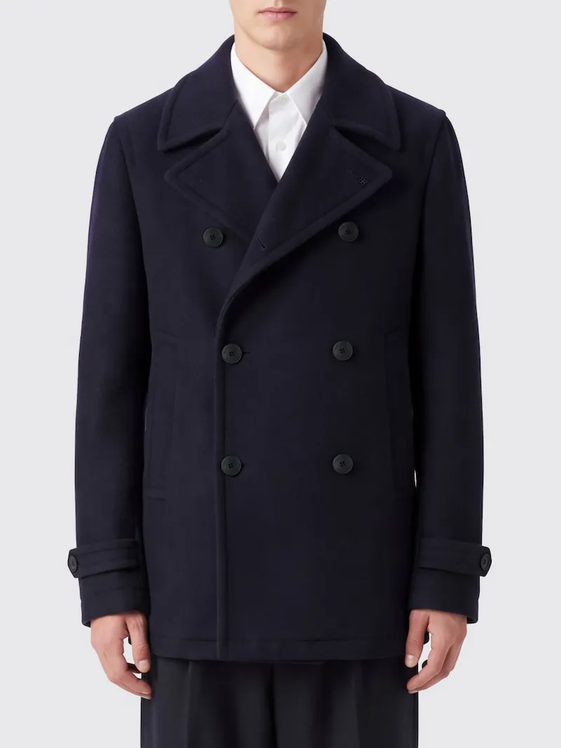 ted Suede Peacoat with Classic Collar and Straps