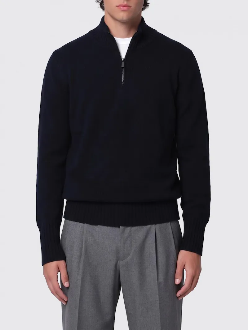 DRUMOHR Half-Zip Long-Sleeved Wool Blend Turtleneck Jumper