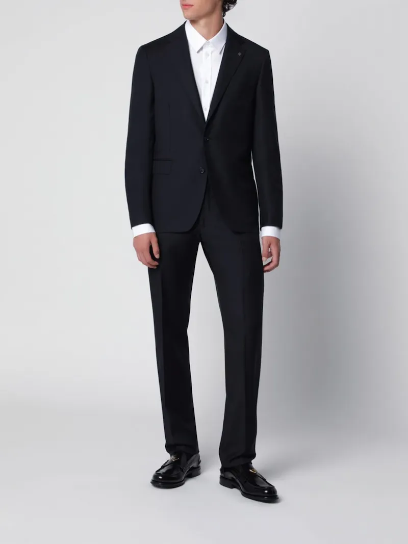 -Piece Virgin Wool Suit with Peak Lapels