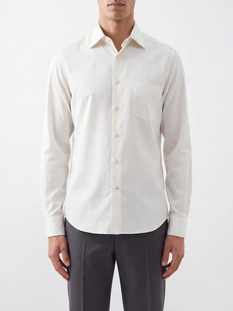 BRUNELLO CUCINELLI Slim Fit Cotton Poplin Shirt with French Collar