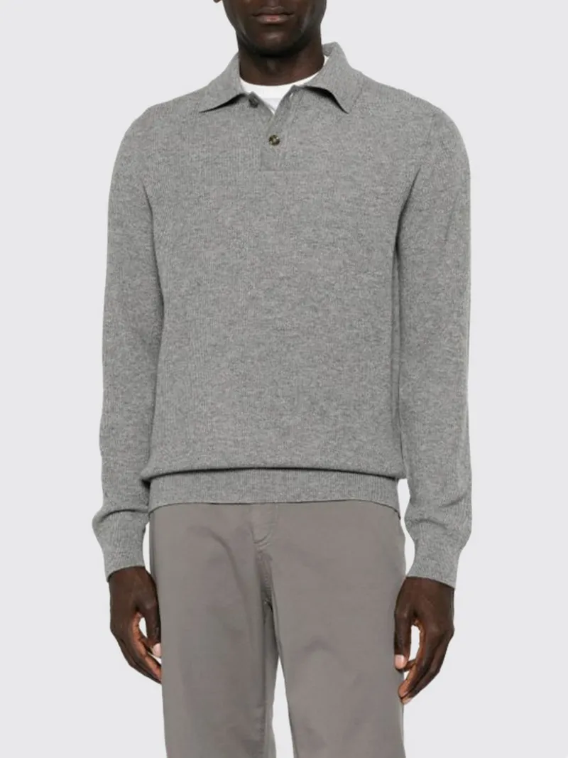 LARDINI Long-Sleeve Wool and Cashmere-Blend Knit Polo Shirt