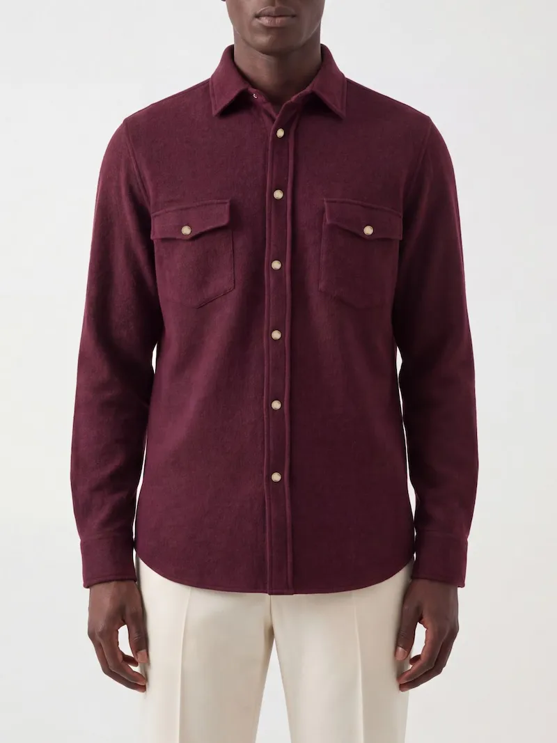 BRUNELLO CUCINELLI Slim Fit Long-Sleeved Shirt with Patch Pockets
