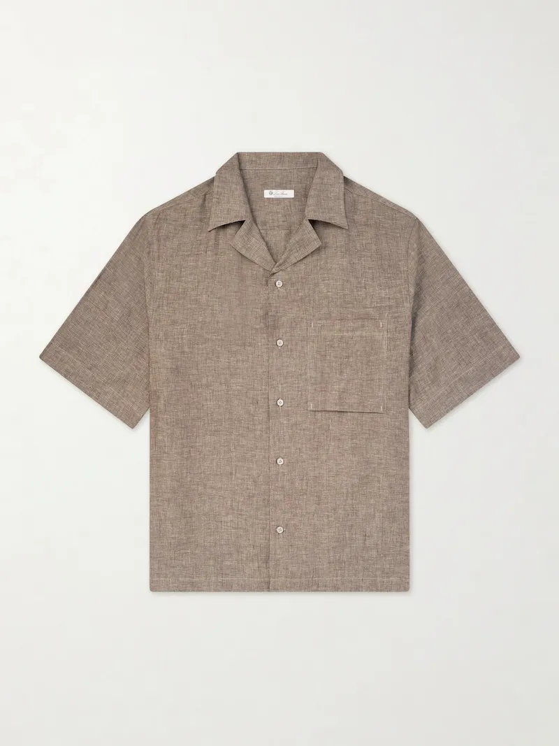 Loro Piana - Federico Camp-Collar Linen Shirt - Men - Brown