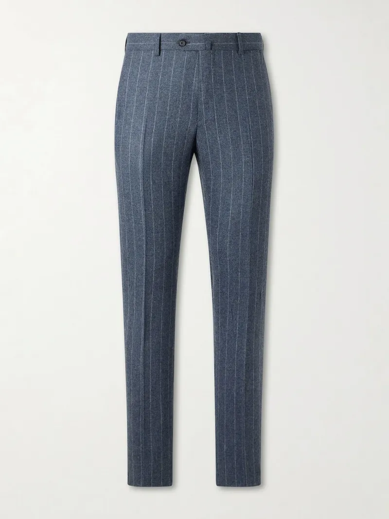 Caruso - Pinstripe Wool and Cashmere-Blend Suit Trousers - Men - Blue