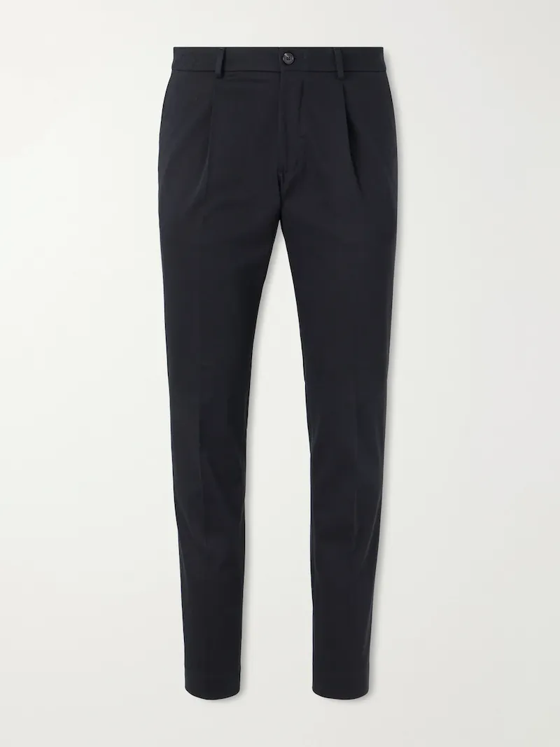 Slowear - Incotex Tapered Pleated Cotton-Blend Gabardine Suit Trousers - Men - Black