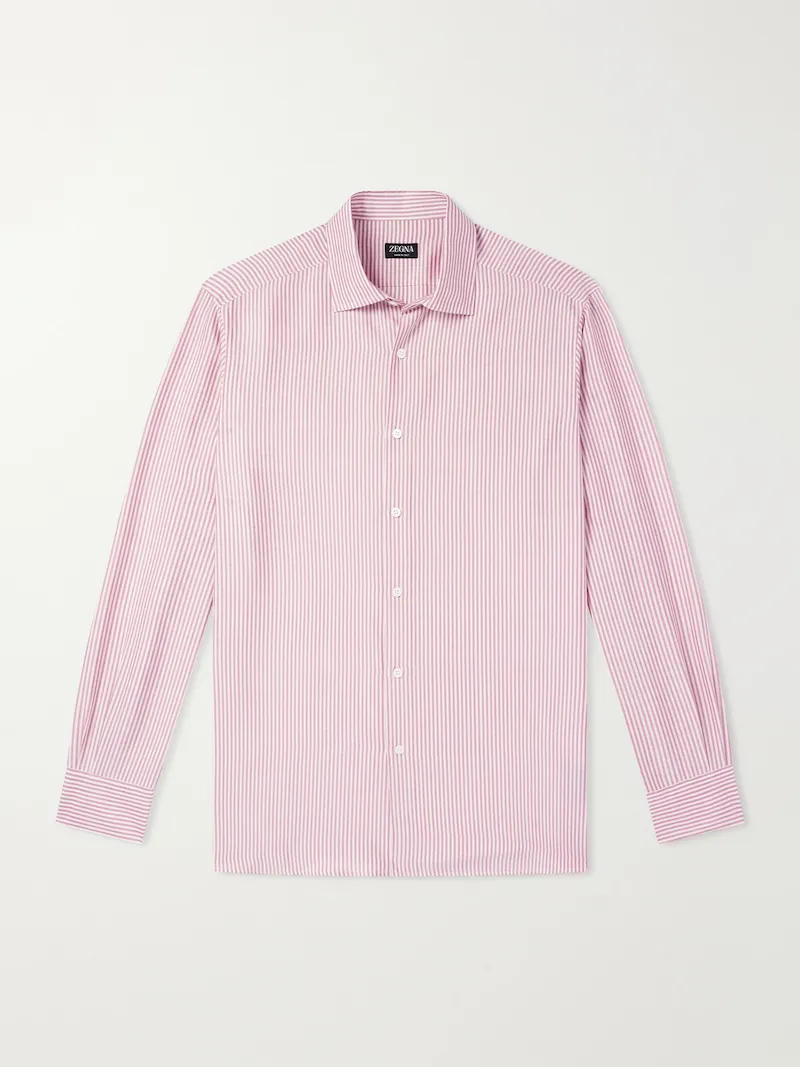 Zegna - Striped Silk Shirt - Men - Pink