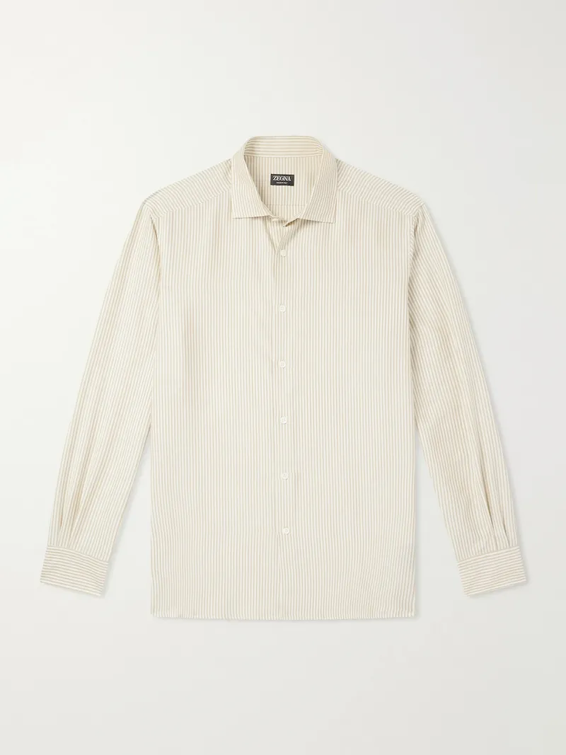Zegna - Striped Silk Shirt - Men - Neutrals
