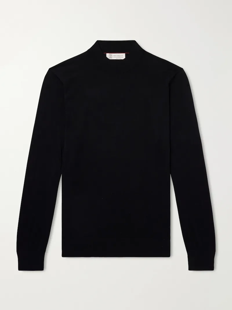 Brunello Cucinelli - Silk and Cotton-Blend Rollneck Sweater - Men - Black