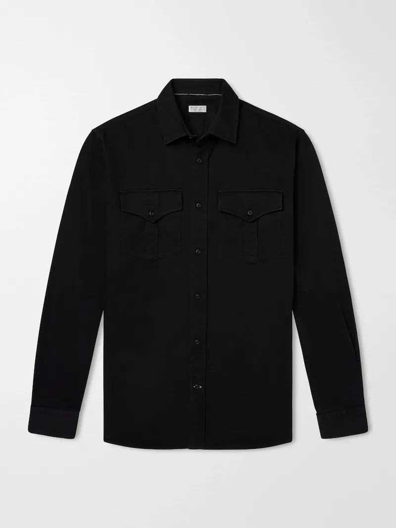Brunello Cucinelli - Cotton-Drill Shirt - Men - Black