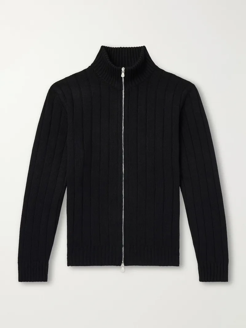 Brunello Cucinelli - Ribbed Cashmere Zip-Up Sweater - Men - Black