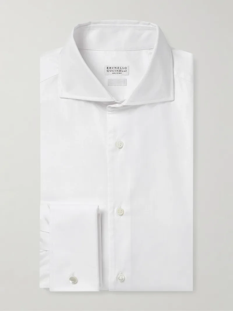 Brunello Cucinelli - Cutaway-Collar Cotton-Poplin Shirt - Men - White