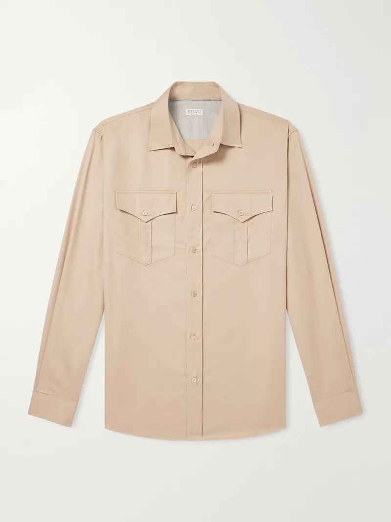 Brunello Cucinelli - Cotton-Poplin Shirt - Men - Brown