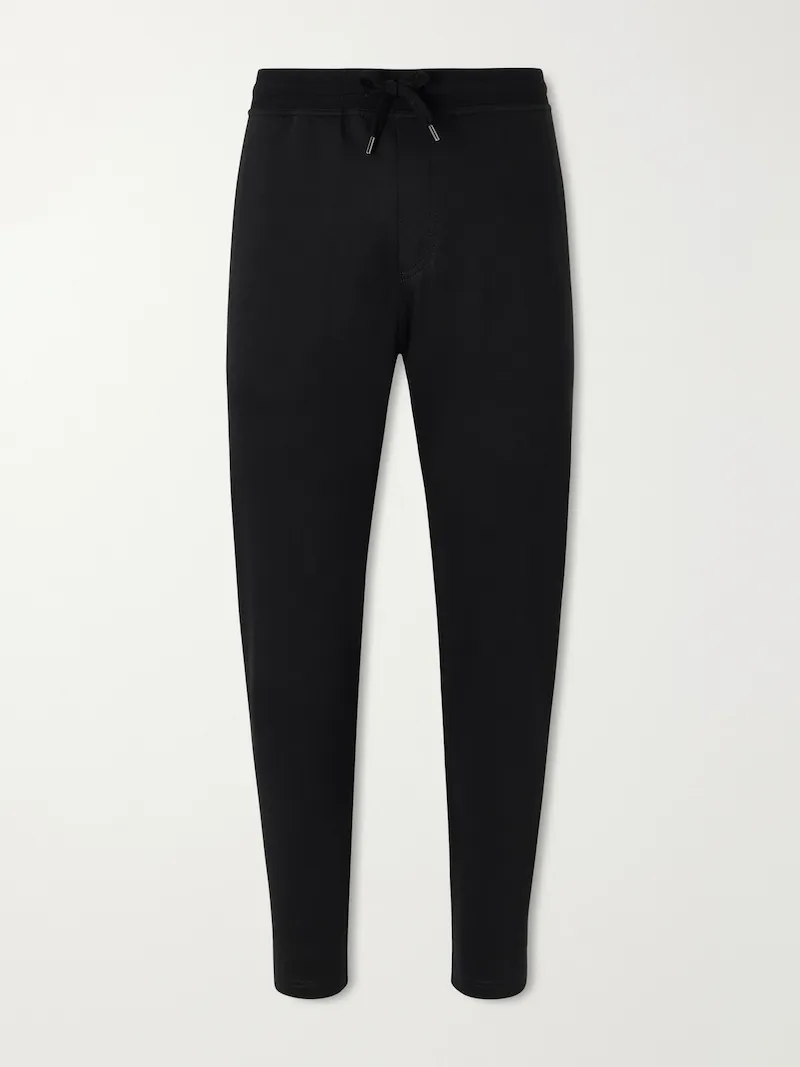 Brunello Cucinelli - Tapered Cotton-Stretch Jersey Drawstring Sweatpants - Men - Black