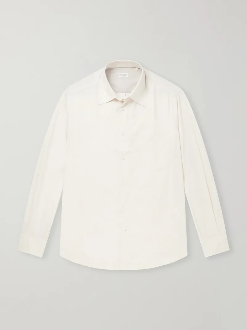 Brunello Cucinelli - Button-Down Cotton-Poplin Shirt - Men - Neutrals