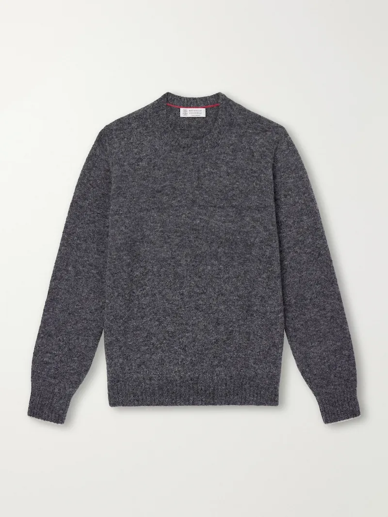 Brunello Cucinelli - Mélange Brushed Cashmere Sweater - Men - Gray