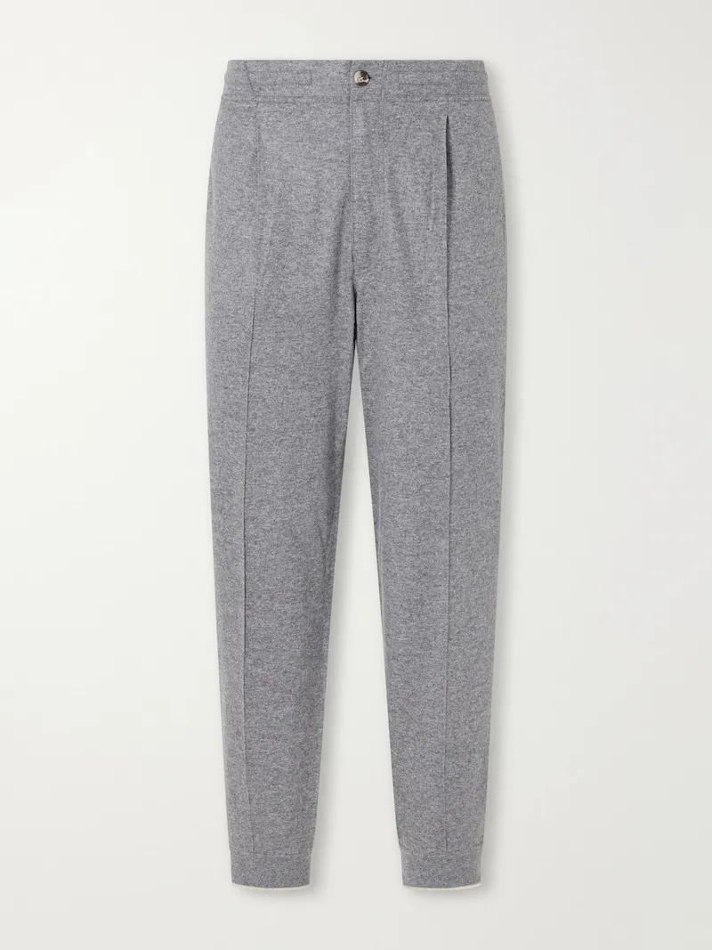 Brunello Cucinelli - Tapered Pleated Cashmere Sweatpants - Men - Gray
