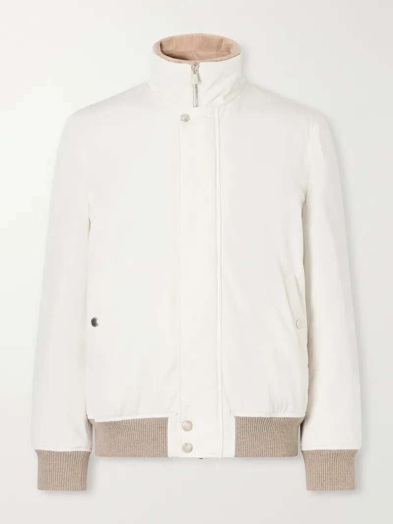 Brunello Cucinelli - Rib-Trimmed Shell Blouson Jacket - Men - White