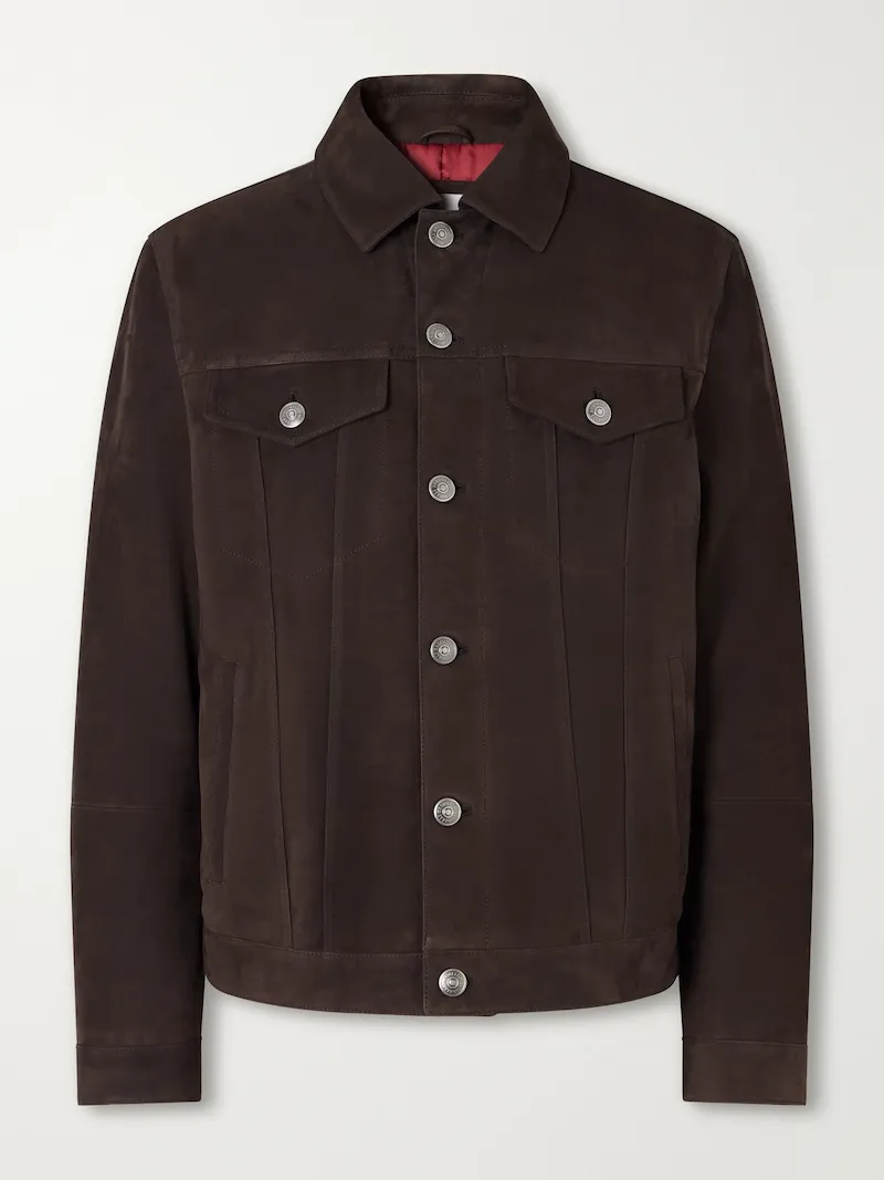 Brunello Cucinelli - Pintucked Suede Jacket - Men - Brown