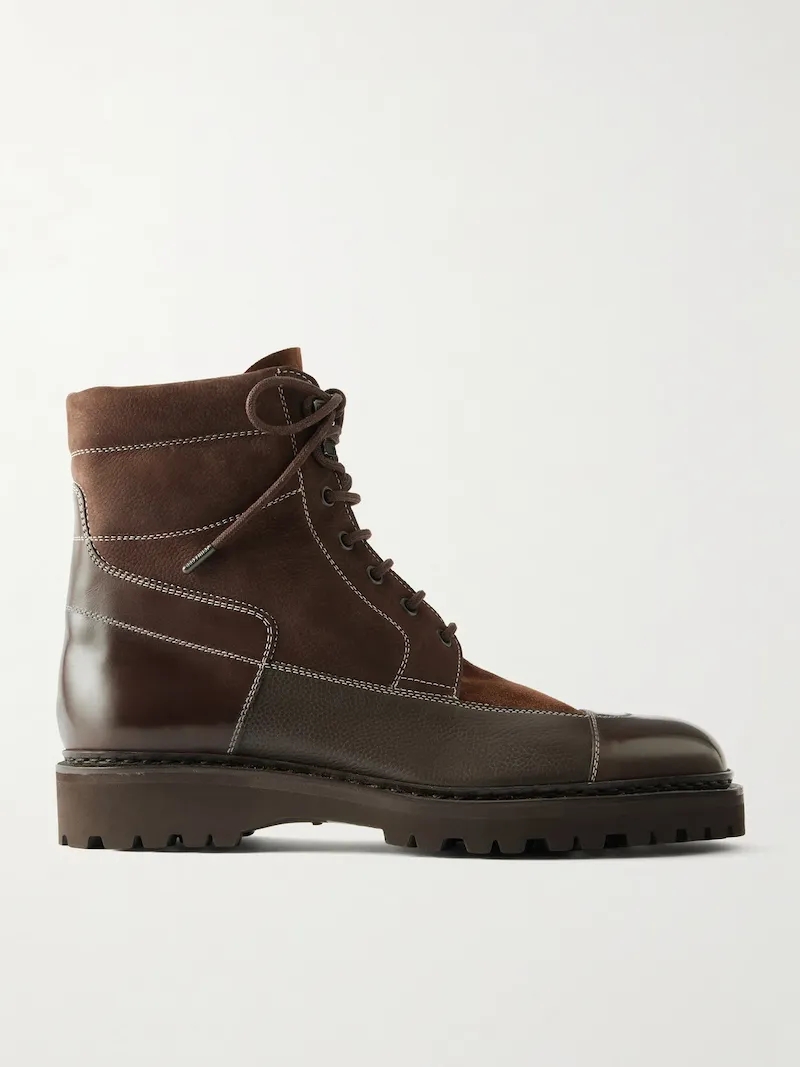 John Lobb - Peak Patchwork Leather, Suede and Nubuck Lace-Up Boots - Men - Brown