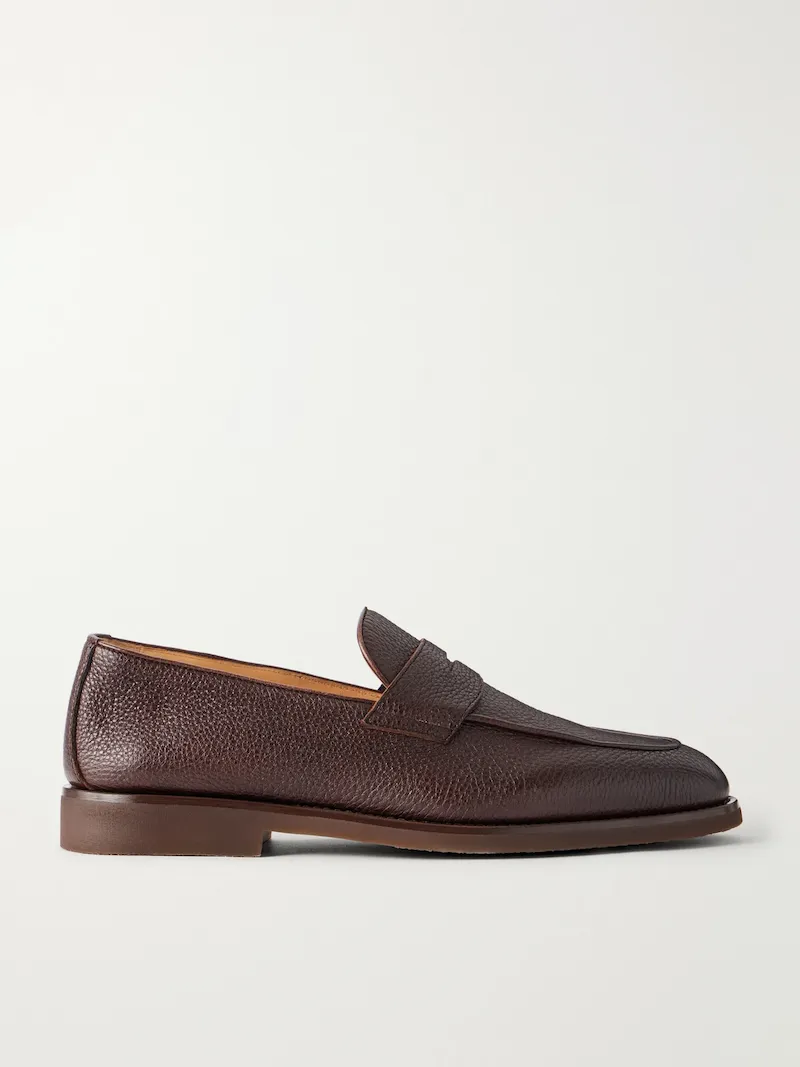 Brunello Cucinelli - Flex Full-Grain Leather Penny Loafers - Men - Brown