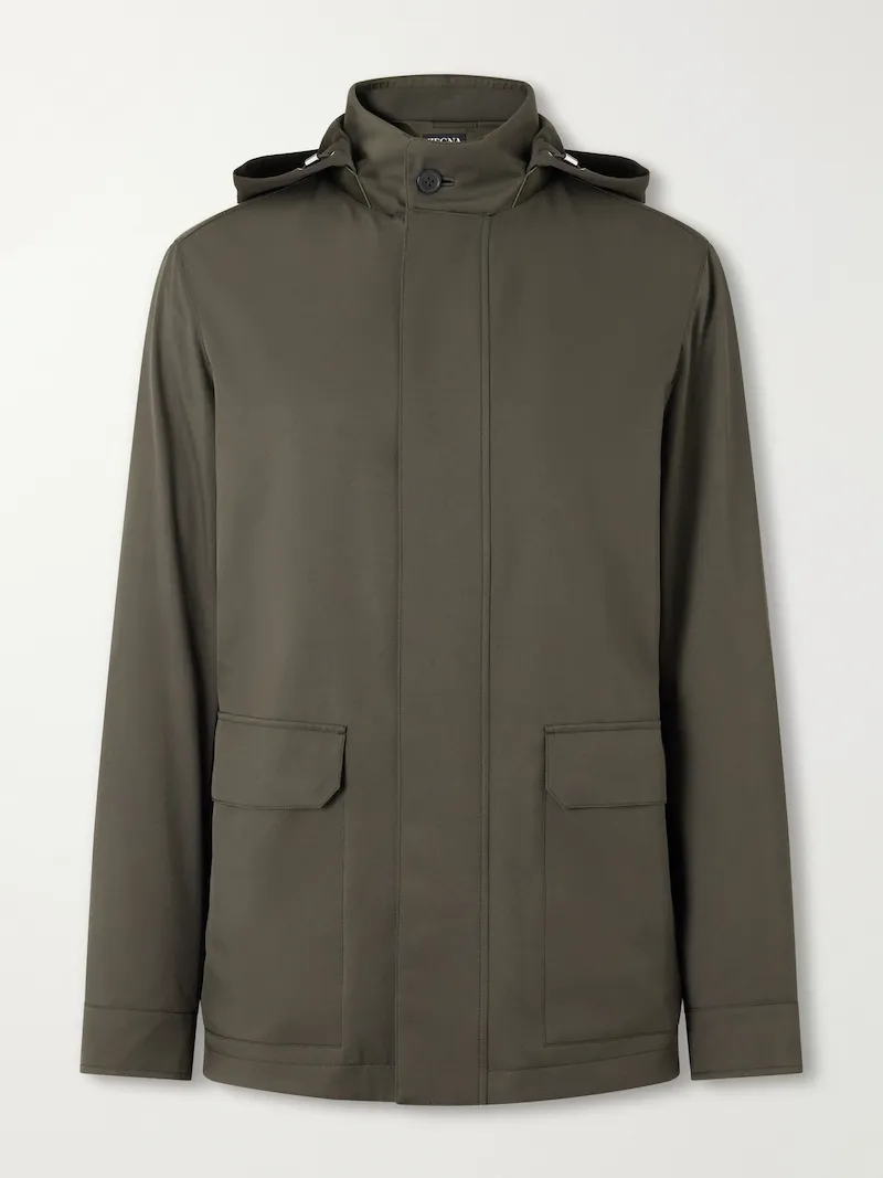 Zegna - Hooded Twill Coat - Men - Green