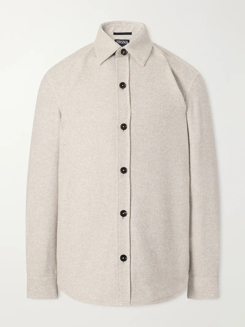 Zegna - Cashmere and Silk-Blend Twill Overshirt - Men - Neutrals