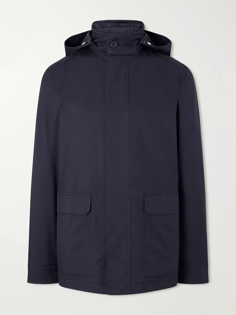 Zegna - Hooded Twill Coat - Men - Blue
