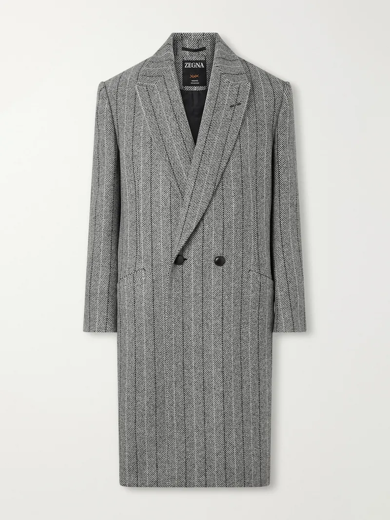 Zegna - Trofeo Selection Double-Breasted Pinstriped Wool Coat - Men - Gray