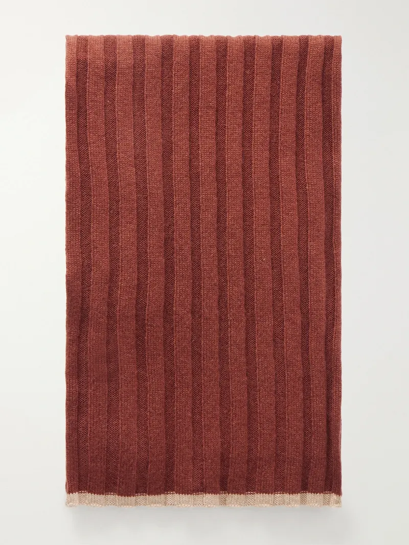 Brunello Cucinelli - Ribbed Cashmere Scarf - Men - Brown