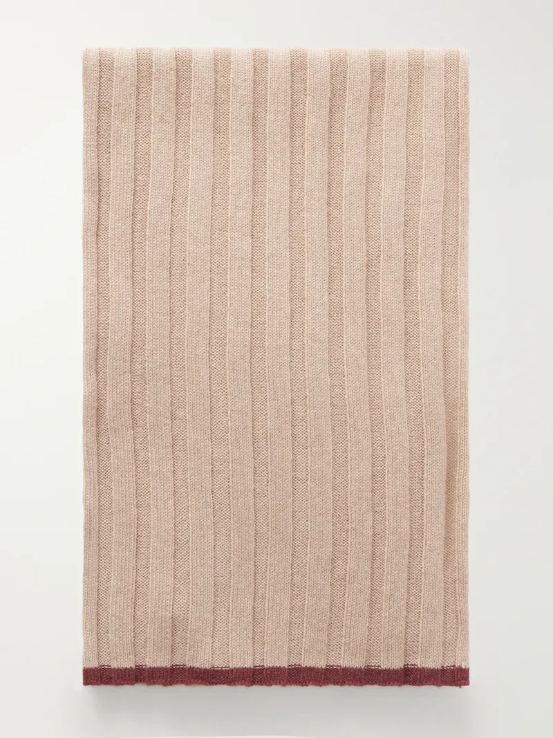 Brunello Cucinelli - Ribbed Cashmere Scarf - Men - Neutrals